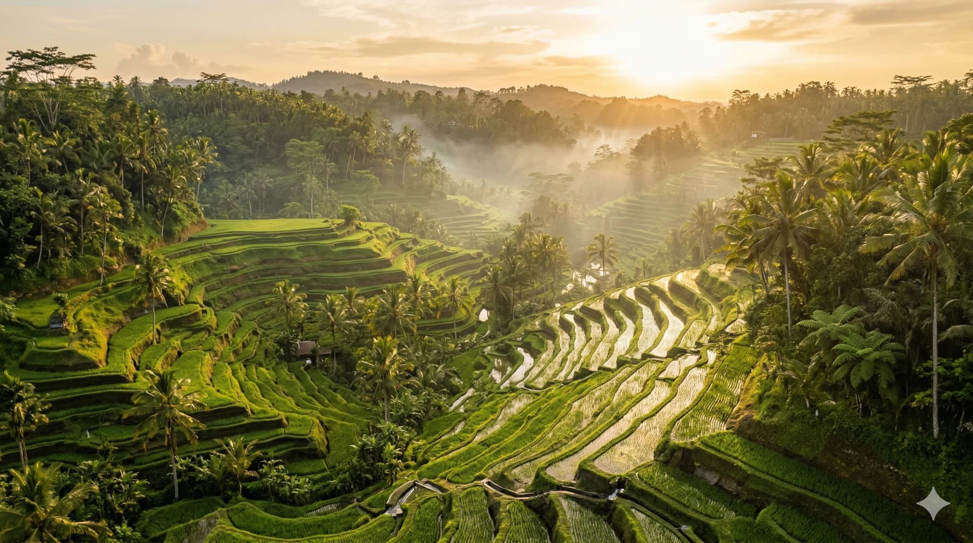 Aerial view of Indonesian island landscape